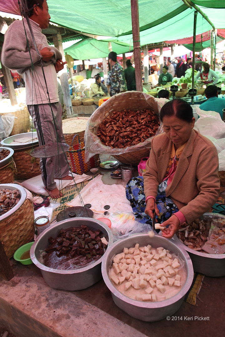 Farmer's market on Inle Lake, Myanmar.